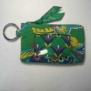 Vera Bradley Emerald Paisley Print Zip Pouch ID Wallet